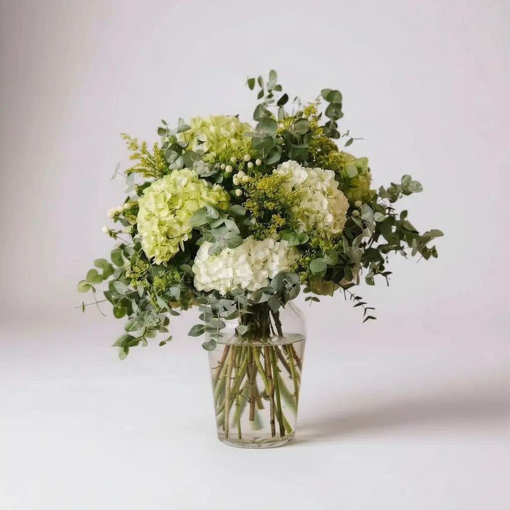 RAMO SILVESTRE ALBA CON HORTENSIAS