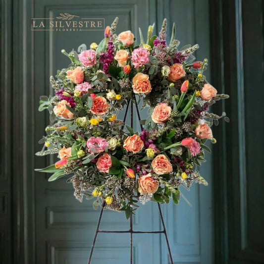   CORONA DE FLORES DELUXE COLOR| Flores a domicilio | Florería La Silvestre