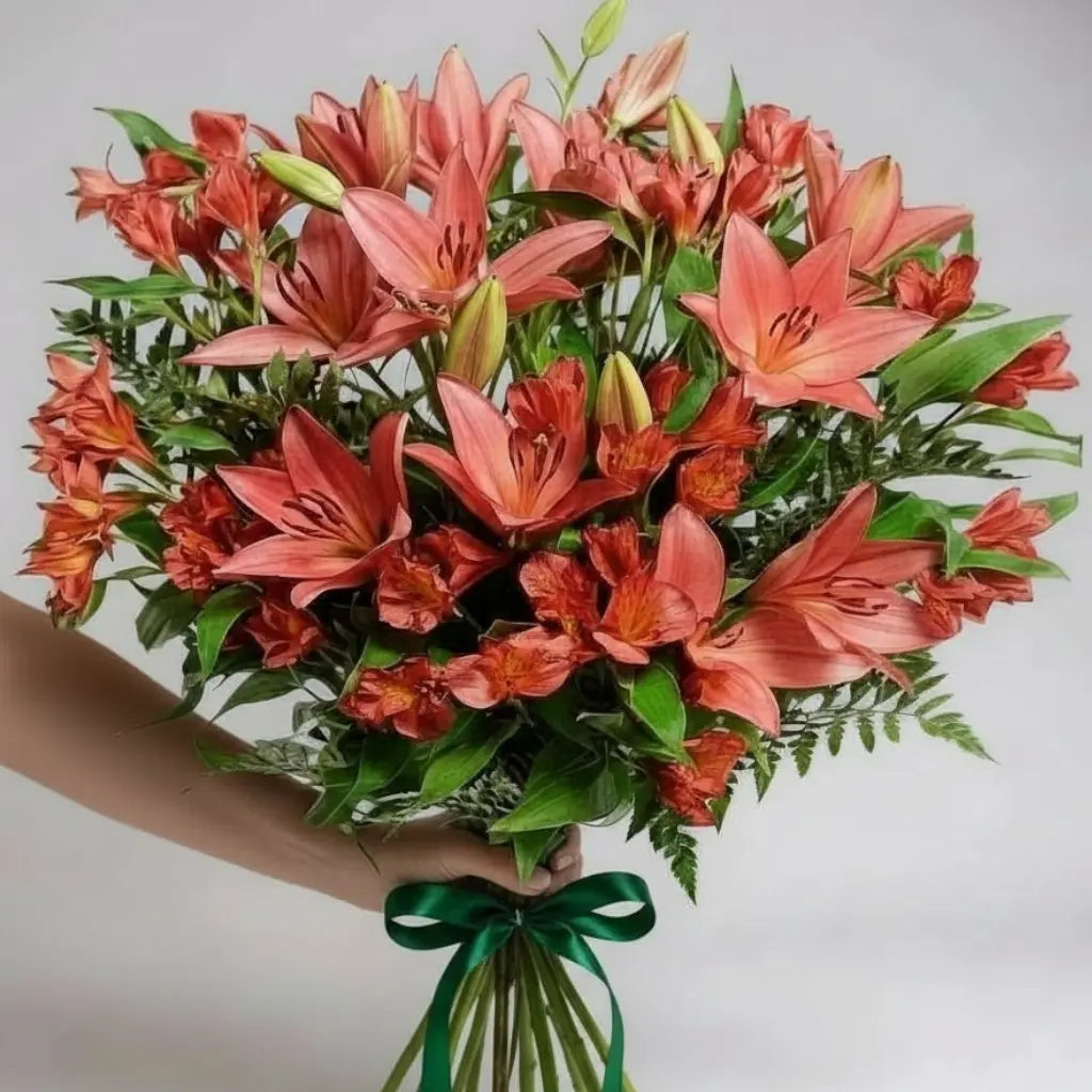 RAMO DE LILIUM Y ASTROMELIAS ROJAS